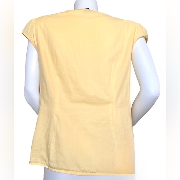 🐥GAP vintage Pastel Yellow bow decoration button Cap sleeve Top - Picture 4 of 5